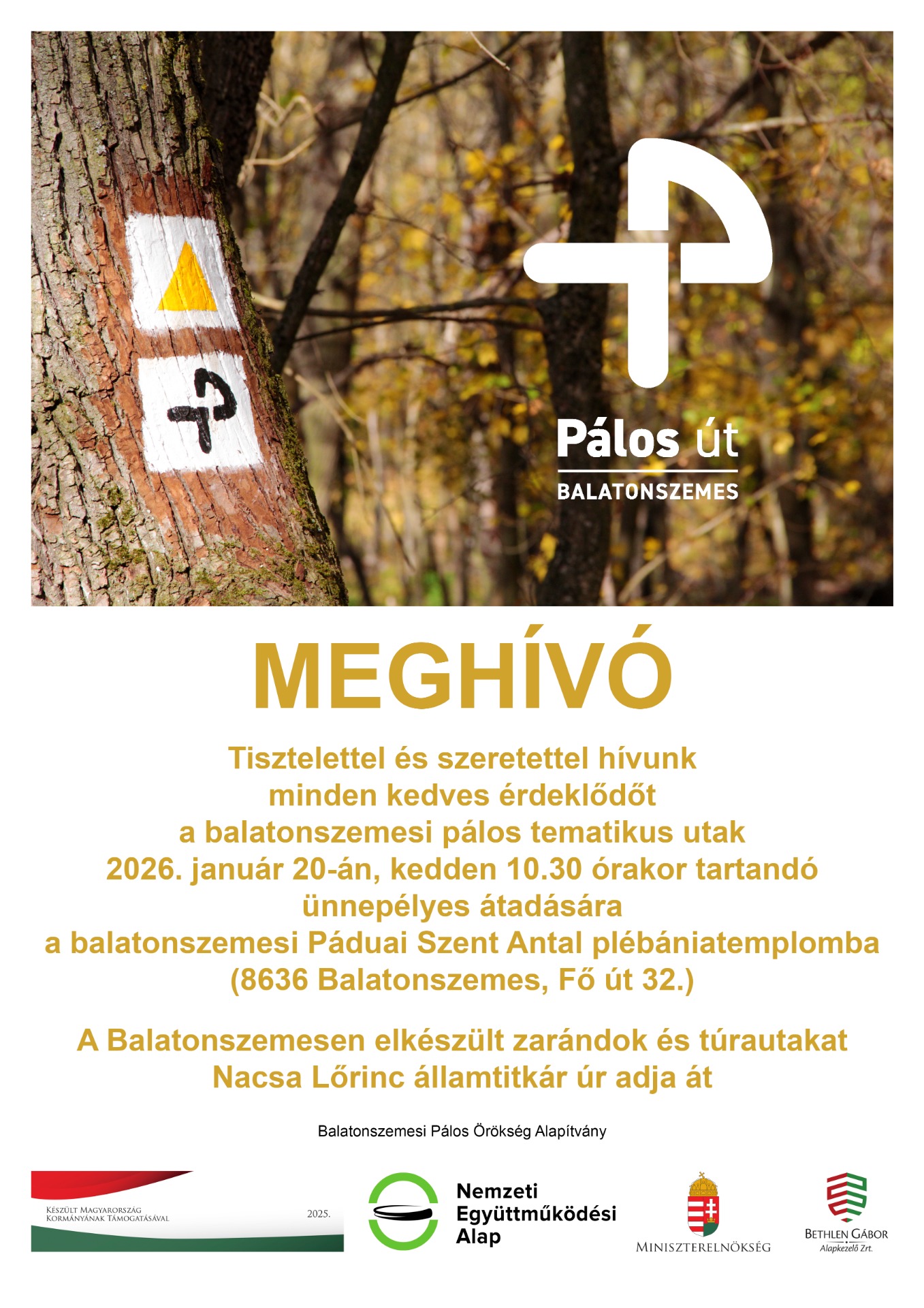 Pálos út - Balatonszemes Meghívó 2026. január 20.