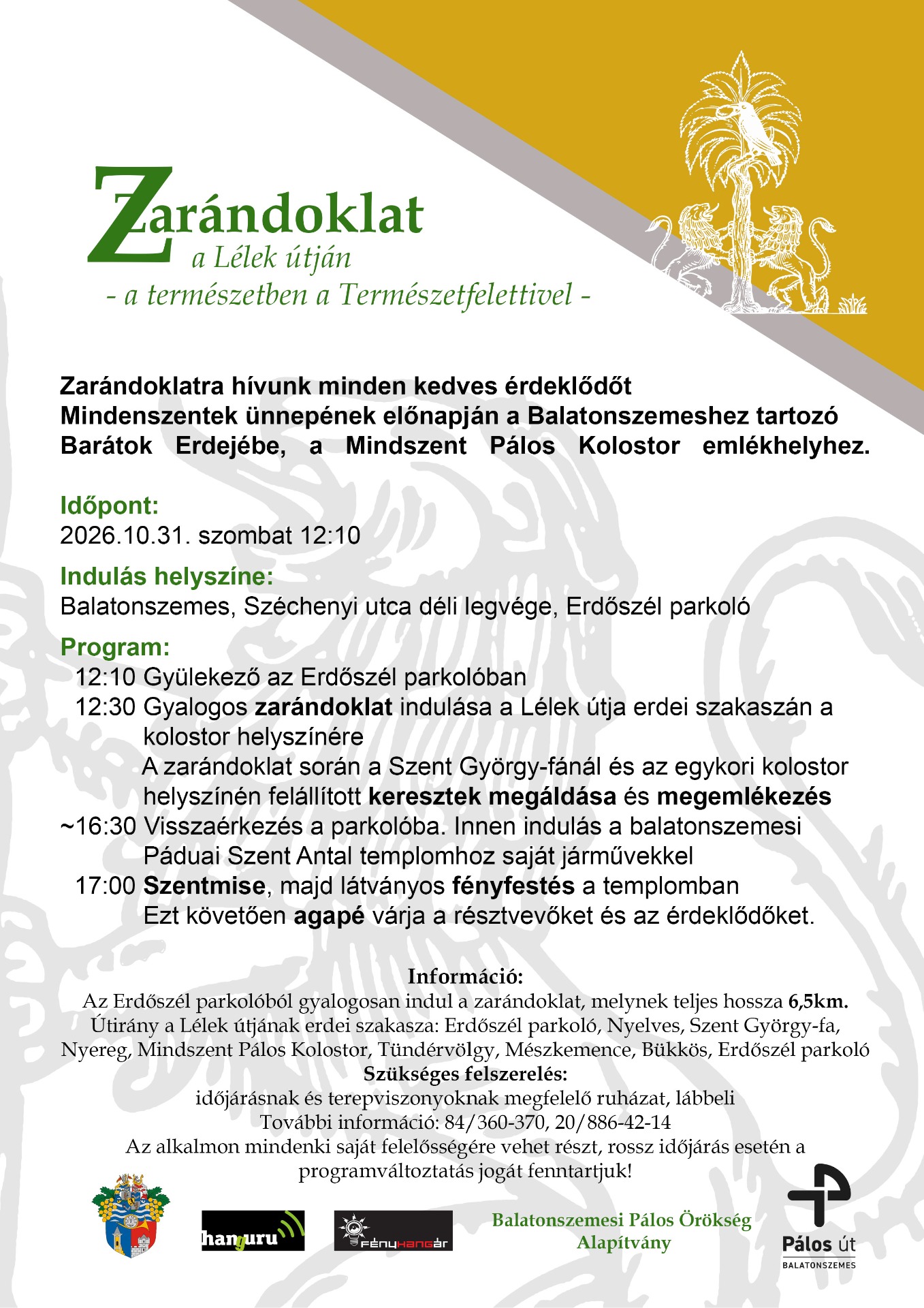 Zarándoklat Mindenszentek előnapján!